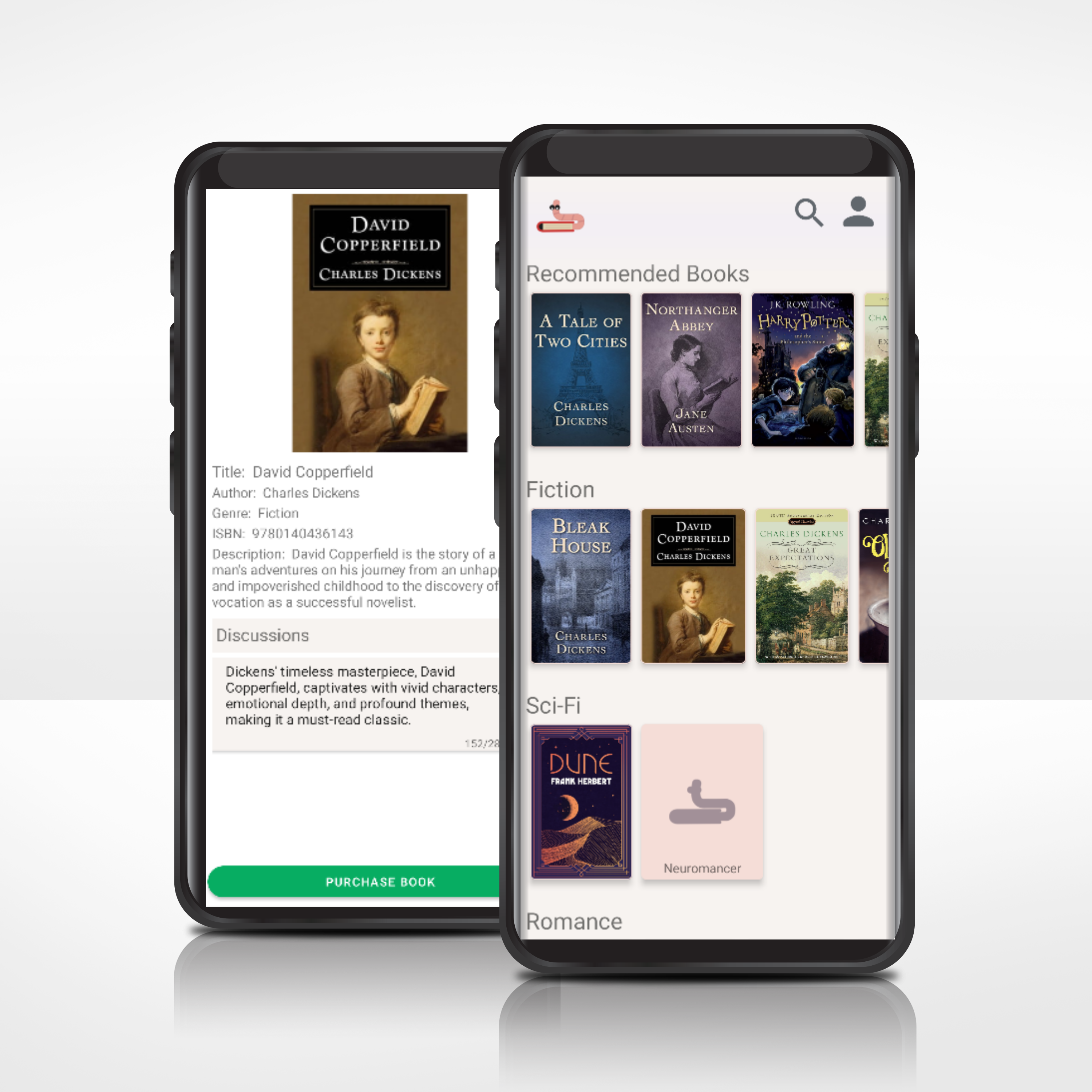 Home view and Book Details